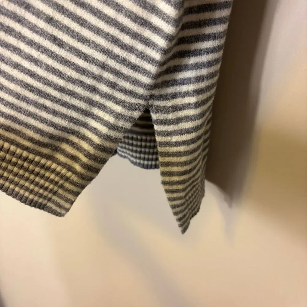 Anthropologie Grey and White Striped Button Henley Pullover‎ Sweater XS